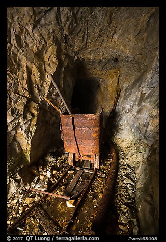 Tracks and ore car, Rambler mine. Wrangell-St Elias National Park (color)