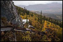 Chute and buildings, Rambler mine. Wrangell-St Elias National Park, Alaska, USA.