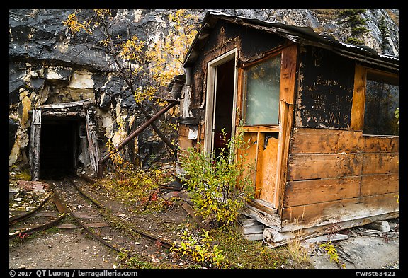 Abandonned cabins and mine entrance. Wrangell-St Elias National Park (color)