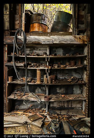 Shelves and window, Nabesna Mine Mill. Wrangell-St Elias National Park (color)