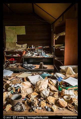 Table covered with ore samples. Wrangell-St Elias National Park (color)