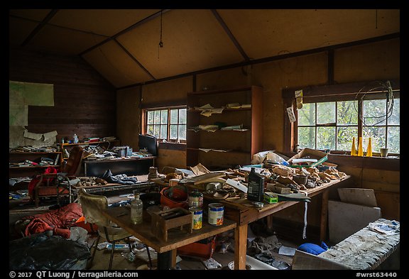 Interior of abandonned cabin full of artifacts. Wrangell-St Elias National Park (color)