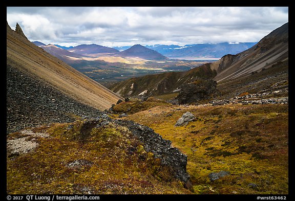 View over valley from Skookum Volcano. Wrangell-St Elias National Park (color)
