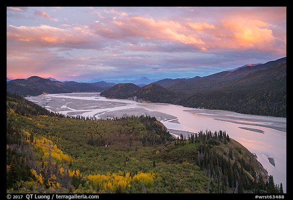 Chitina River, sunset. Wrangell-St Elias National Park (color)