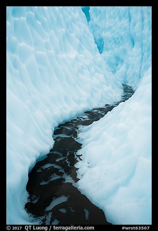 Glacial stream, ice canyon, Root Glacier. Wrangell-St Elias National Park (color)