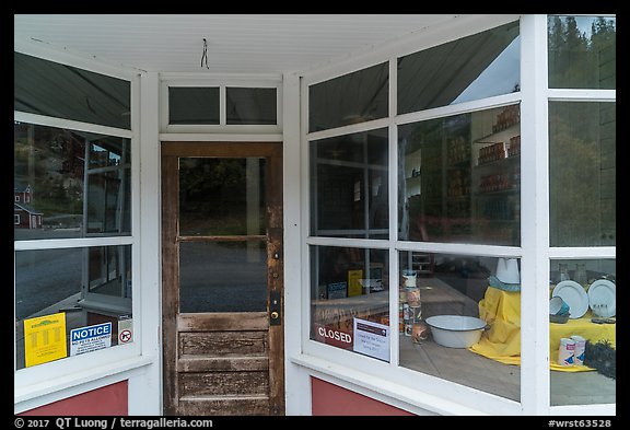 Kennecott visitor center window reflexion. Wrangell-St Elias National Park (color)