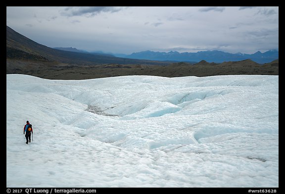 Hiker on Root Glacier. Wrangell-St Elias National Park (color)