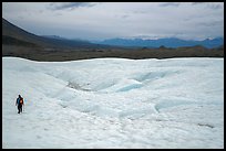 Hiker on Root Glacier. Wrangell-St Elias National Park ( color)