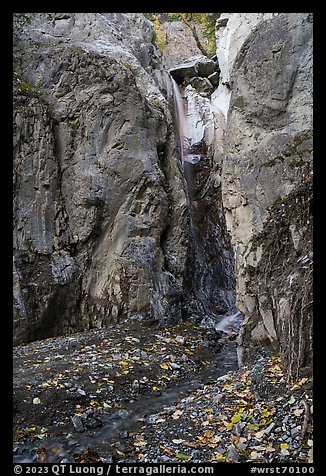 Waterfall in alcove. Wrangell-St Elias National Park (color)