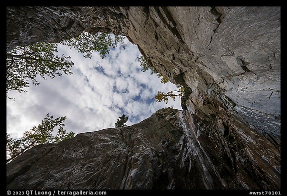 Looking up waterfall below Crystaline Hills. Wrangell-St Elias National Park (color)