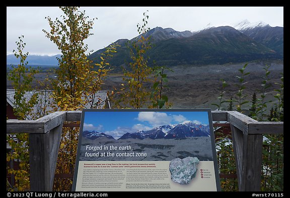 Contact zone interpretive sign, Kennicott. Wrangell-St Elias National Park, Alaska, USA.