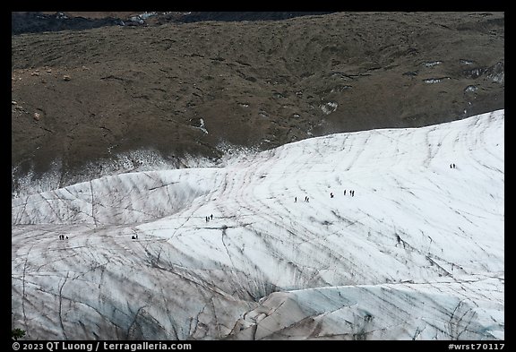 Root Glacier with hikers. Wrangell-St Elias National Park (color)