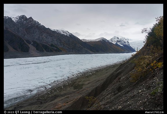 Recent landslide and Root Glacier below Stairway Icefall. Wrangell-St Elias National Park (color)