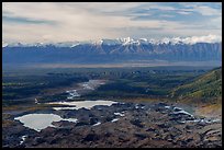 Lakes at the foot of glacier, Kennicott River, and Chugatch Range. Wrangell-St Elias National Park ( color)