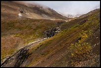 Bonanza Creek Waterfalls and Bonanza Mine aerial tramway towers. Wrangell-St Elias National Park ( color)