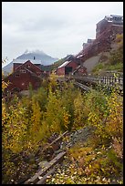 Kennicott historic mill town and Donoho Peak in autumn. Wrangell-St Elias National Park ( color)