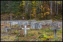 Wooden crosses and picket fences, Kennecott cemetery. Wrangell-St Elias National Park ( color)