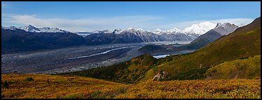 Kennicott Glacier, Wrangell Range, Mount Blackburn, Donoho Peak. Wrangell-St Elias National Park (Panoramic color)