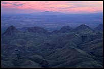 View from South Rim over bare mountains, sunset. Big Bend National Park ( color)