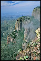 Cliffs and fog from South Rim, morning. Big Bend National Park, Texas, USA. (color)