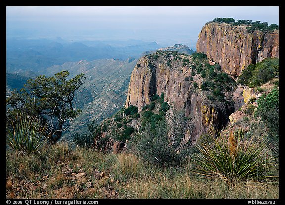 Cliffs and desert from top of South Rim. Big Bend National Park (color)