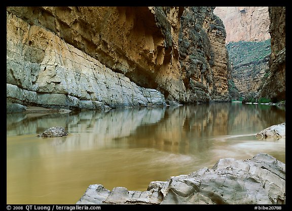 Rio Grande and cliffs in Santa Elena Canyon. Big Bend National Park (color)