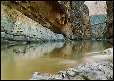 Rio Grande and cliffs in Santa Elena Canyon. Big Bend National Park, Texas, USA. (color)