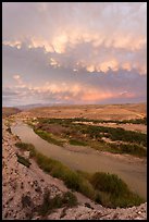 Rio Grande River riverbend and clouds, sunset. Big Bend National Park ( color)