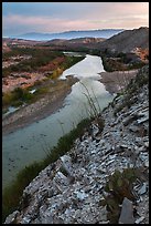 Rio Grande River and Sierra de San Vicente mountains, sunset. Big Bend National Park ( color)