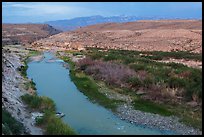 Rio Grande River and Sierra Del Carmen mountains, dusk. Big Bend National Park ( color)