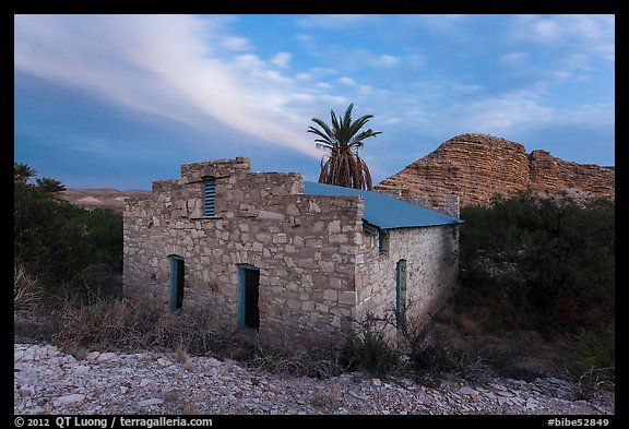 Historic bath house at dusk. Big Bend National Park (color)