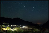 Chisos Mountains Lodge and stars at night. Big Bend National Park ( color)