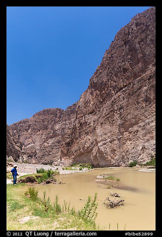 Man standing in Boquillas Canyon. Big Bend National Park, Texas, USA.