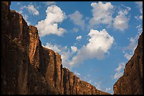 Santa Elena Canyon limestone walls and clouds. Big Bend National Park, Texas, USA. (color)