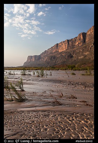 Mud flats, Mesa de Anguilla and Rio Grande River. Big Bend National Park (color)