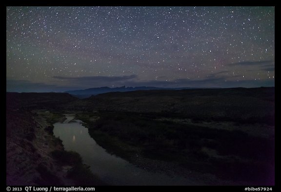 Rio Grande River at night. Big Bend National Park (color)