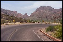 Chisos Basin Road and the notch of the distant Window. Big Bend National Park ( color)