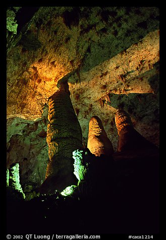 Hall of Giants with six stories tall formations. Carlsbad Caverns National Park (color)