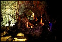 Visitor in large room. Carlsbad Caverns National Park, New Mexico, USA.