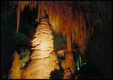 Stalagmite and stalagtites draperies. Carlsbad Caverns National Park, New Mexico, USA. (color)