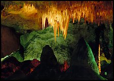 Stalactites in Big Room. Carlsbad Caverns National Park, New Mexico, USA.