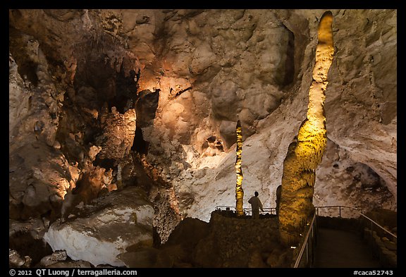Vistor and stalacmites. Carlsbad Caverns National Park (color)