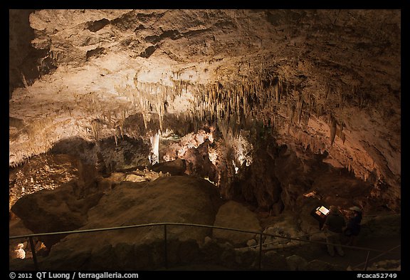 Tourists looking at Green Lake room from above. Carlsbad Caverns National Park, New Mexico, USA.