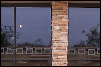 Desert shrubs, visitor center window reflexion. Carlsbad Caverns National Park ( color)