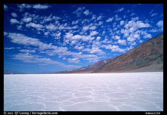 Salt flats at Badwater, mid-day. Death Valley National Park, California, USA.