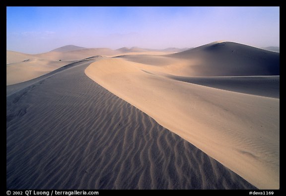 Mesquite Sand Dunes during a sandstorm. Death Valley National Park (color)