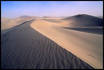 Mesquite Sand Dunes during a sandstorm. Death Valley National Park, California, USA.