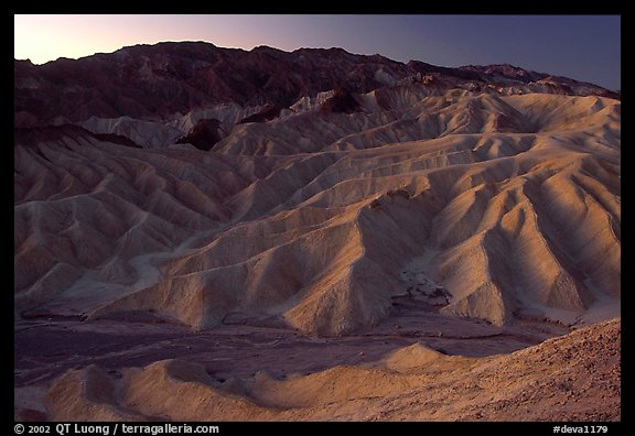 Zabriskie point at dusk. Death Valley National Park, California, USA.