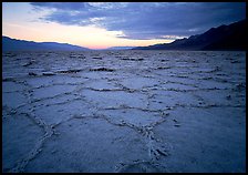 Hexagonal salt tiles near Badwater, sunrise. Death Valley National Park, California, USA.