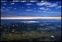 Clouds and pond, Badwater. Death Valley National Park, California, USA.